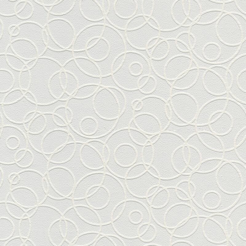 Truro, White Circles Paintable Wallpaper - White