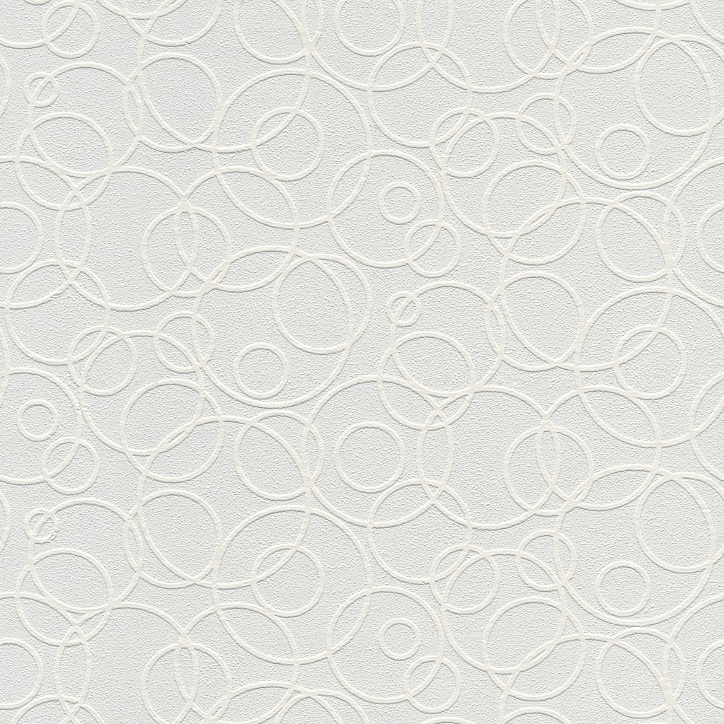 Truro, White Circles Paintable Wallpaper