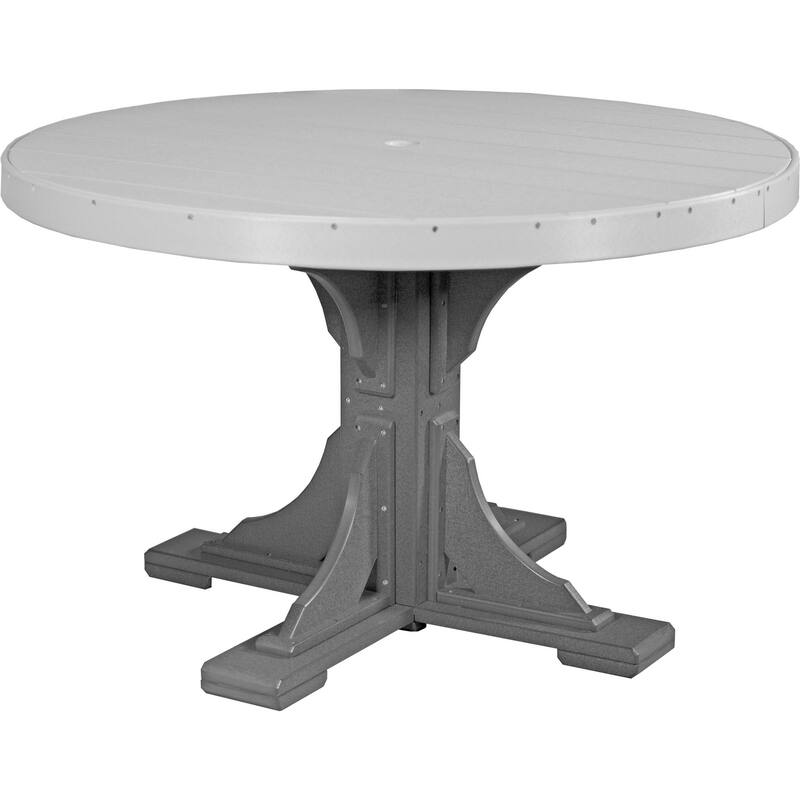 Poly Lumber Round Dining Table Set with Regular Chairs - Dining Height - Dove Grey & Slate