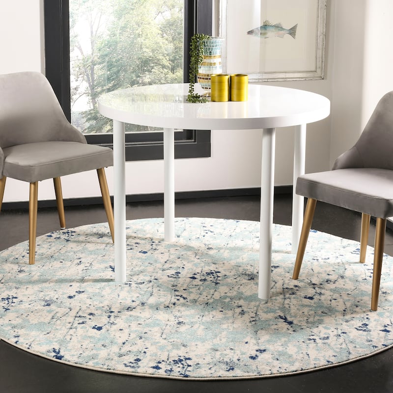 SAFAVIEH Evoke Hallbjorg Vintage Boho Rug - 6'7" Round - Ivory/Blue