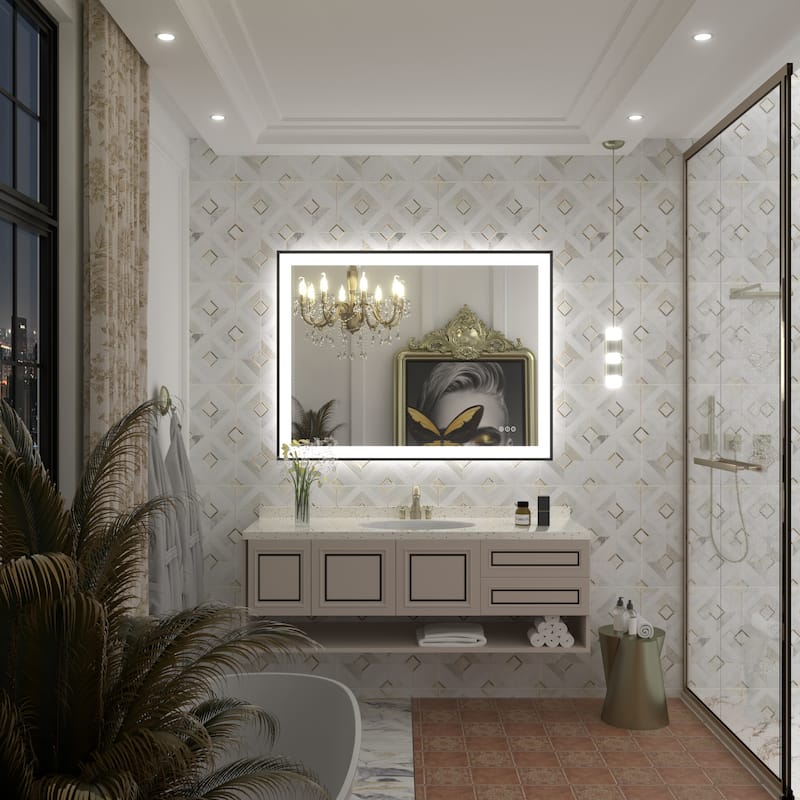 Front & Back LED Anti-Fog Tempered Glass Framed Bathroom/Vanity Mirror 3-Year Warranty