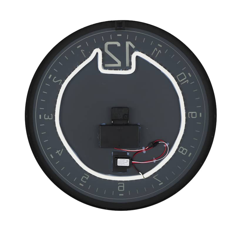 Glass LED Decorative Wall Clock with Black Frame - Multi Colored - Roche River Decor - 1"W x 24"L x 24"H