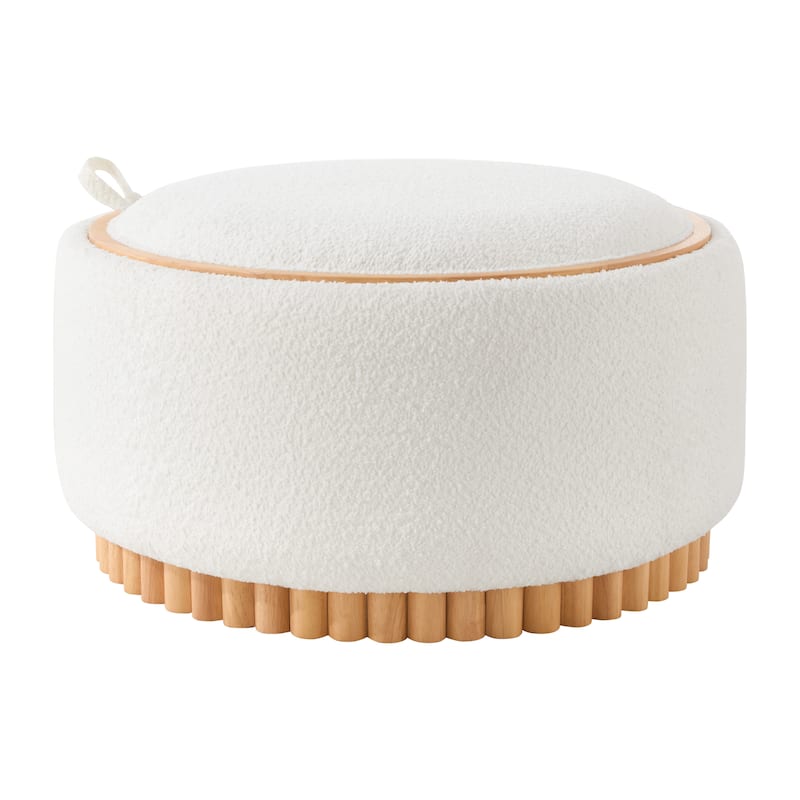 Round Storage Ottoman with Solid Wood Legs & Reversible Lid by Harper&Bright Designs