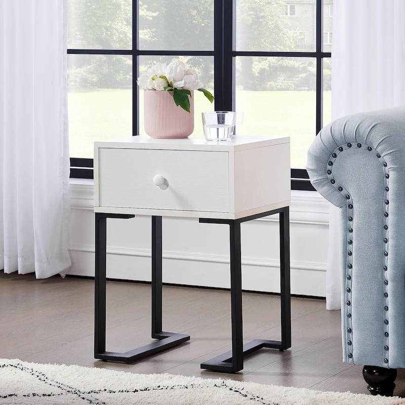 VECELO Modern 1-Drawer Wood Nightstands - White