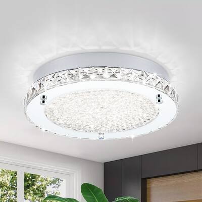 Crystal Ceiling Light Minimalist LED Crystal Flush Mount Ceiling Light - 13.77in