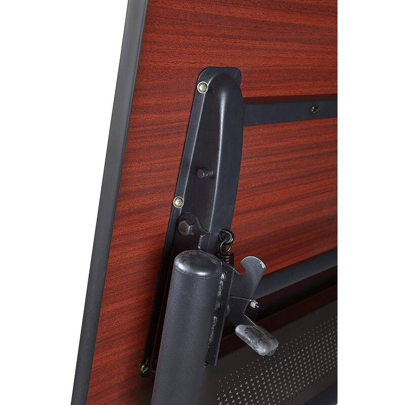 60" Flip Top Mobile Training Table- Mahogany & 2 'M' Stack Chairs- Blue