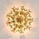 preview thumbnail 14 of 16, Antique Gold Butterfly Bowl 4-Light Semi Flush Mount Ceiling Light - 17.7"W x 10.4"H