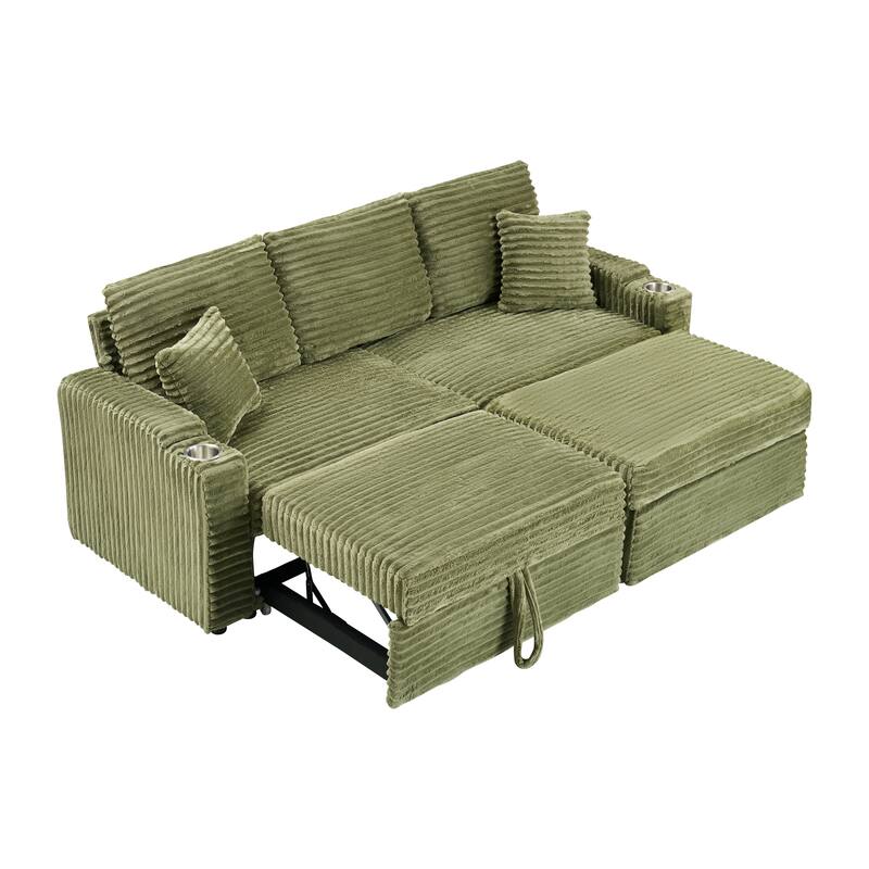 80 Inches Foldable and Hidden Storage Chaise Longue with cup holders