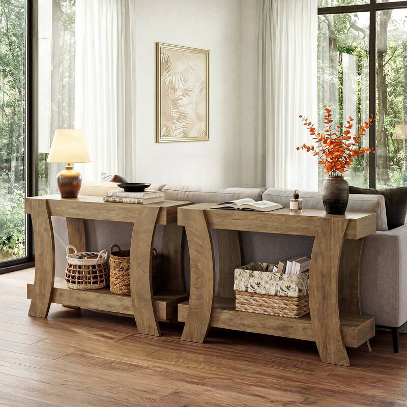 41.34" Farmhouse Console Table, Long Sofa Table Behind Couch