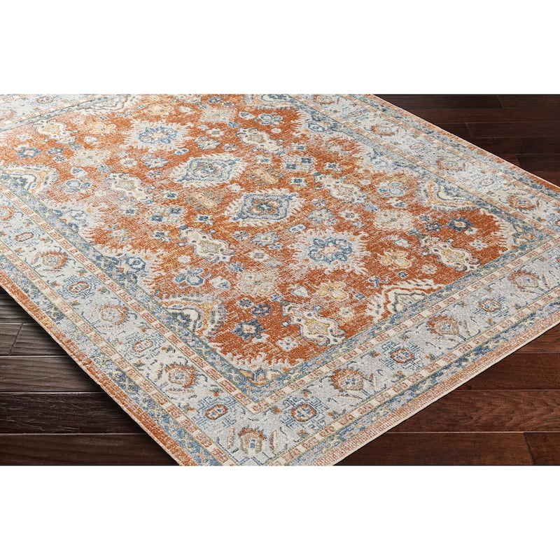 Livabliss Lillian Machine Washable Floral Medallion Area Rug