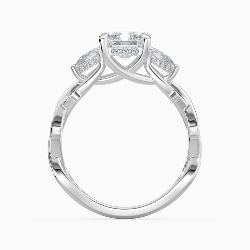 Auriya 14k Gold Radiant Lab Grown Diamond Thorn Vine Three Stone Hidden Halo Engagement Ring 1 to 5 ct. tw. (F-G, VS)
