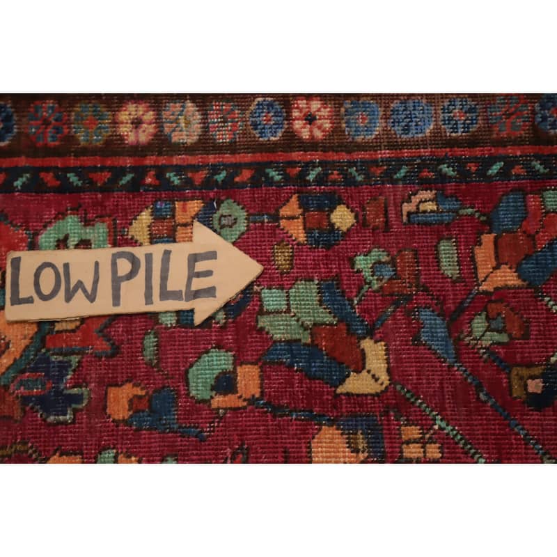 Hand Knotted Oriental 100% Wool Carpet Traditional Geometric Red Tabriz Runner Rug - 10' 9'' X 3' 6''