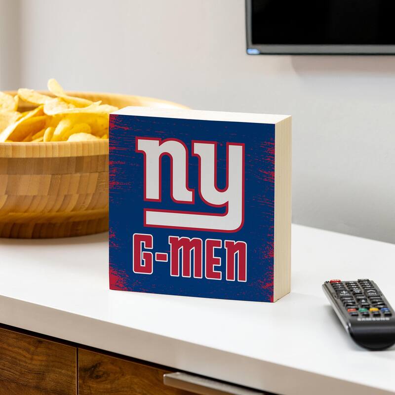 New York Giants Wooden Tabletop Mantel Shelf Sign - 6" x 6"