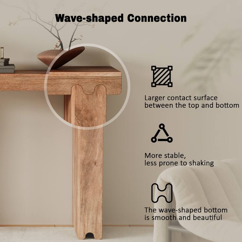 Console Table, Farmhouse Mango Wood Entryway Table, 45-Inch Thickened Sofa Table, Minimalist Narrow Console Table