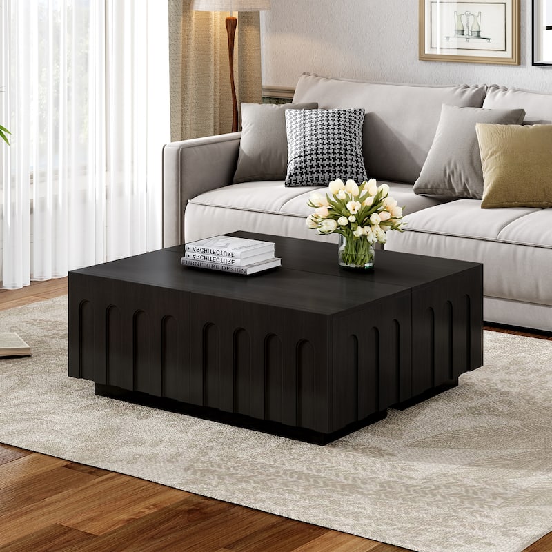Elegant TV Stand with Arched Design for TVs Up to 80",Dual Purpose Coffee Table with 4 Drawers,Cabinet with Storage