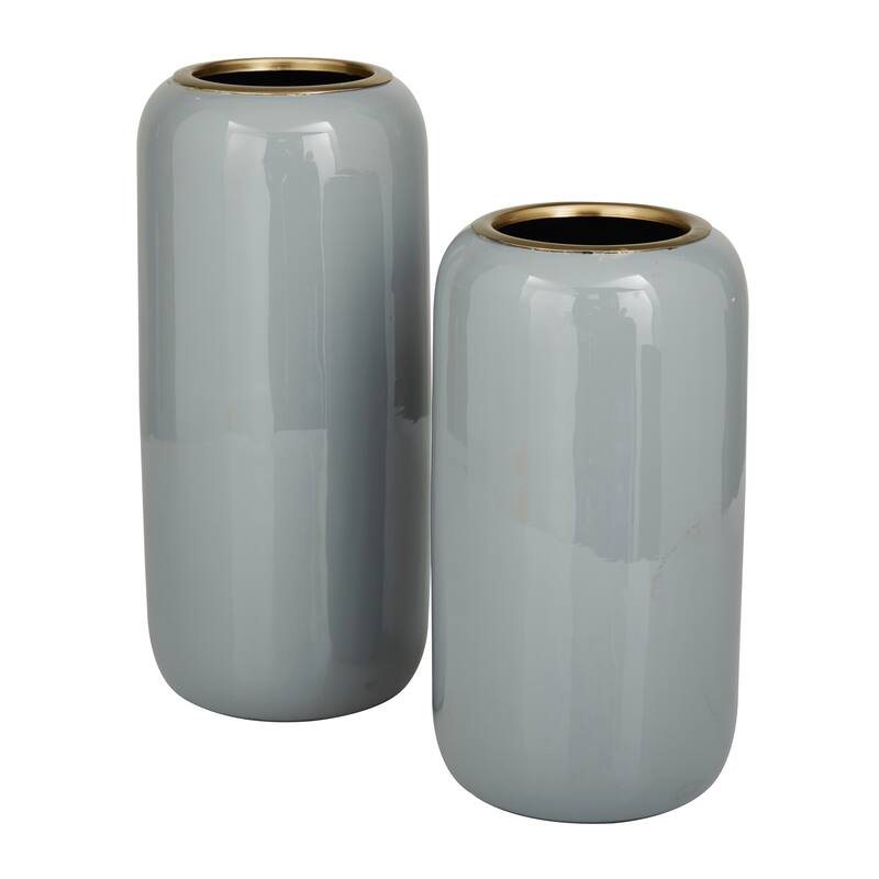 Sleek Metal Vase (Set of 2) - Gray, Red, Yellow, Cream, Blue, Green