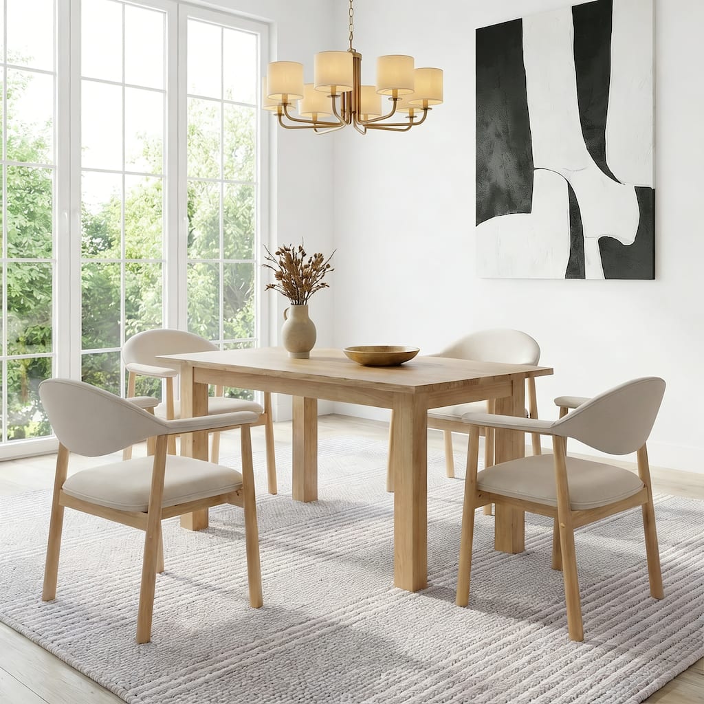 Christopher Knight Home - Modern Upholstered Rubber Wood Dining Chairs with Ergonomic Curved Back