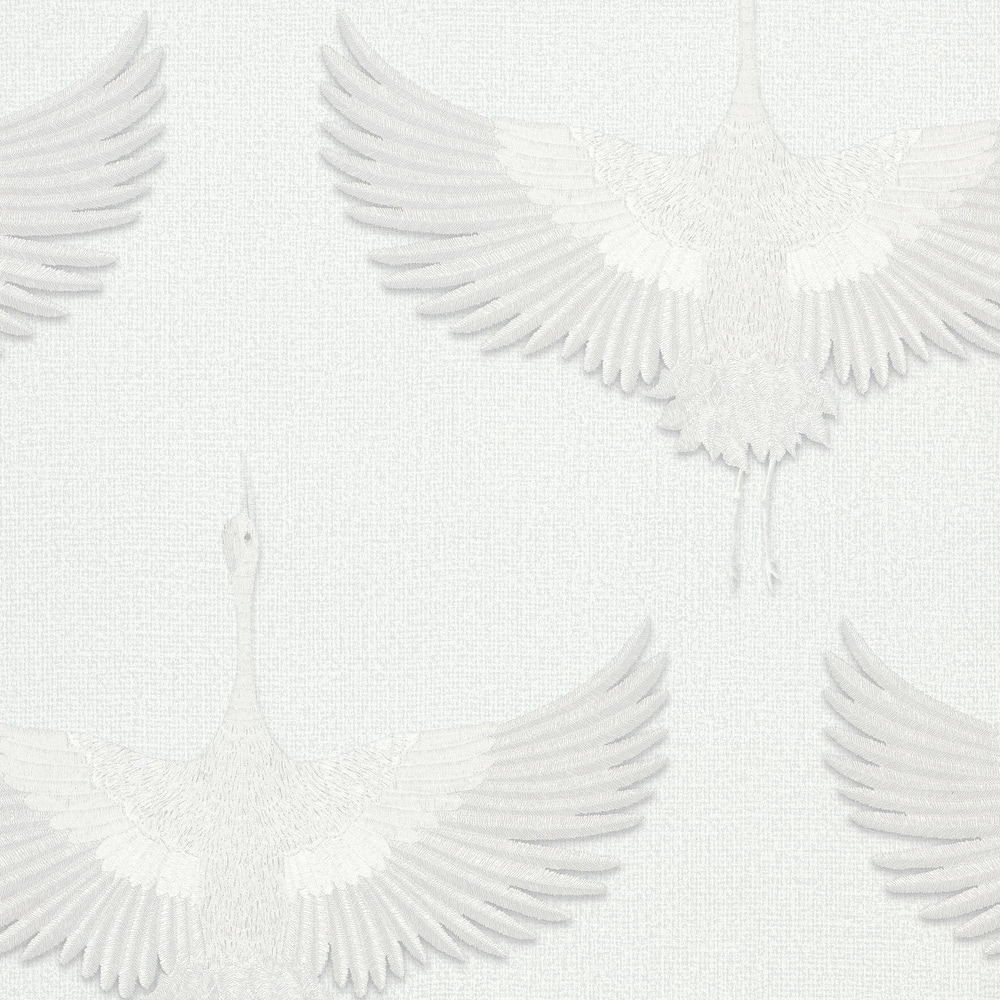 Galerie Wallcoverings Kumano Textured Stork Design Vinyl on Non-woven Pearlescent Wallpaper Roll
