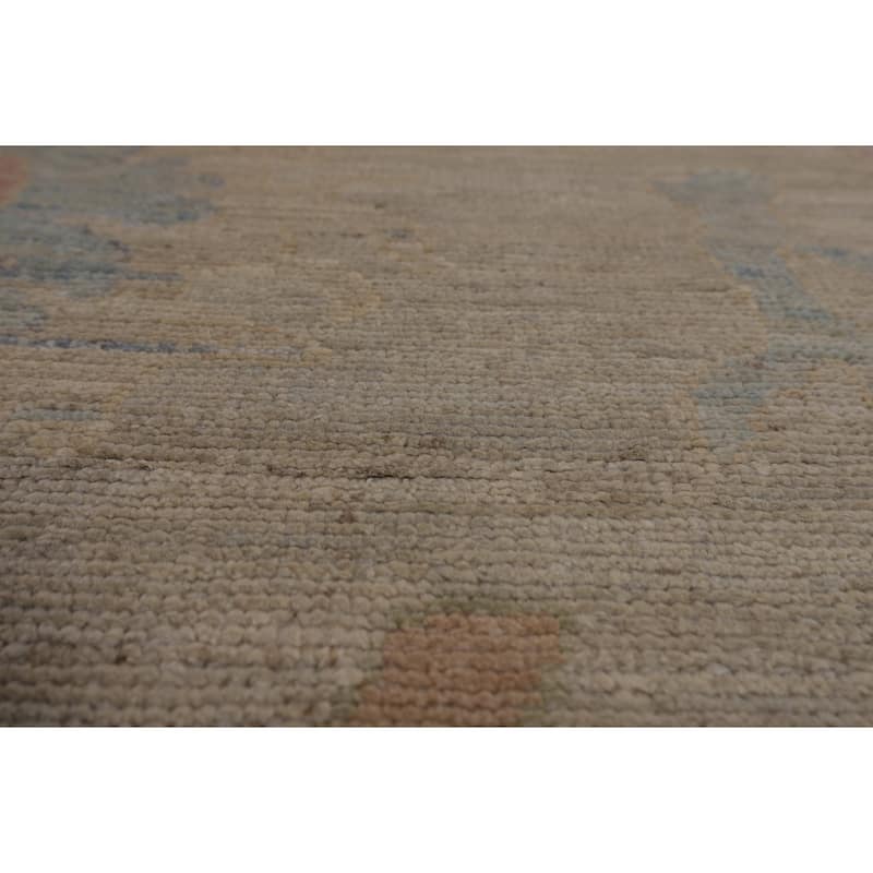Vegetable Dye Oushak Turkish Rug Hand-Knotted Dining Room Wool Carpet - 9'0"x 12'1"