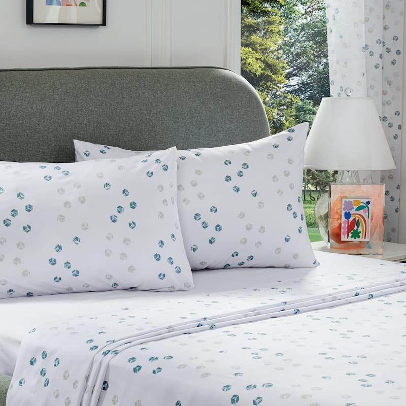 Deconovo Recycled Pillowcases Flat Sheet & Fitted Sheet 4 Pieces
