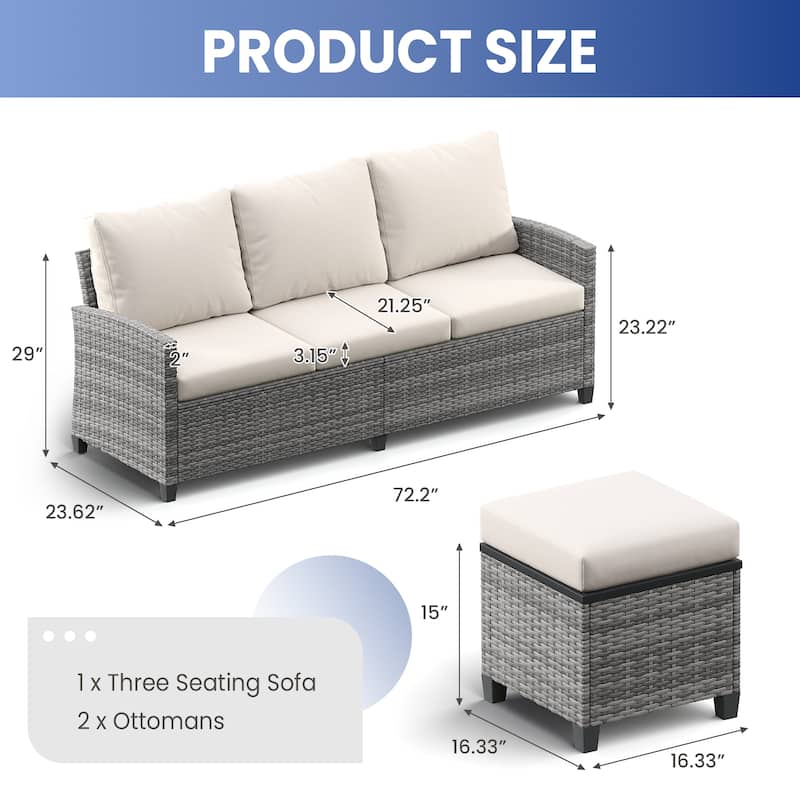 6-Piece Wicker Patio Conversation Set with Swivel Chairs