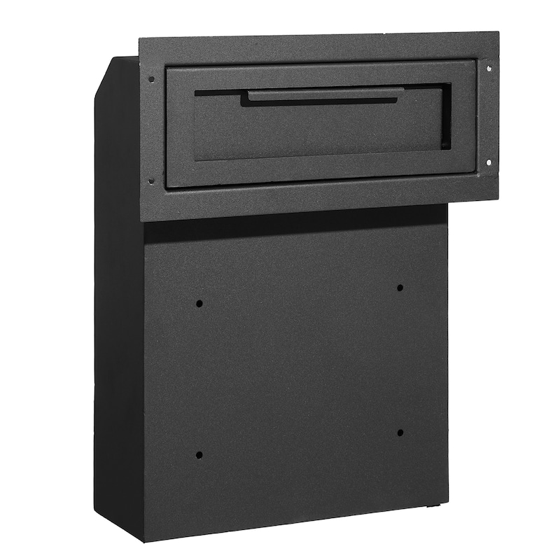 Through The Wall / Door Drop Box, Heavy Duty Steel Through the Wall / Door Mailbox with Combination Lock, Mail Drop Box - 13x7x17" Wall Mailbox - Black
