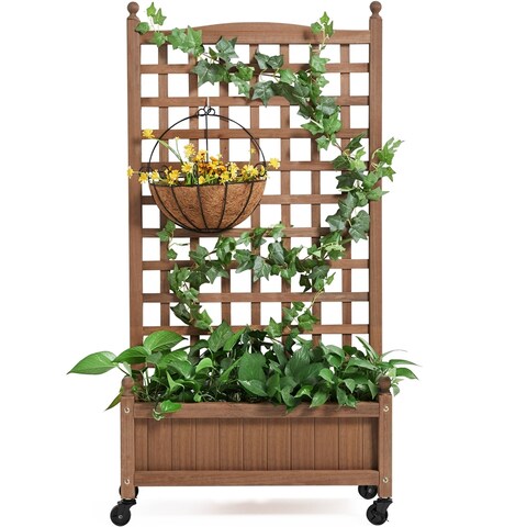 Yaheetech Raised Garden with Trellis Planter Box for Climbing Plants