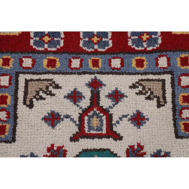Geometric Kazak Area Rug Handmade Wool Carpet - 8'10" x 11'11"