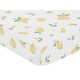 preview thumbnail 3 of 4, Lemon Floral Girl Fitted Crib Sheet - Yellow Green White Watercolor Boho Bohemian Farmhouse Fruit Flower Blossom Botanical Leaf