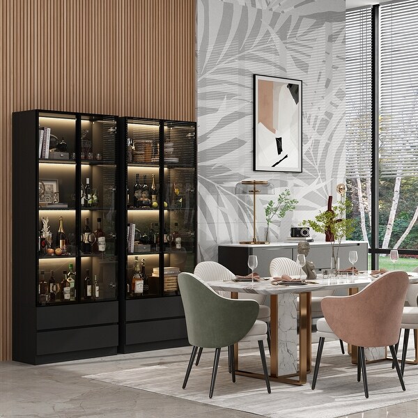 Modular Elegant Display Cabinet with Glass Doors Light Booshelf Closet On Sale Bed Bath Beyond 37991966