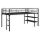 preview thumbnail 5 of 9, Black Twin Steel Low Loft Bed with Storage & Ladder