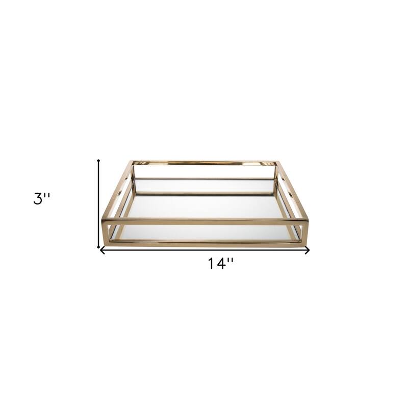 14" Gold Square Metal Serving Tray