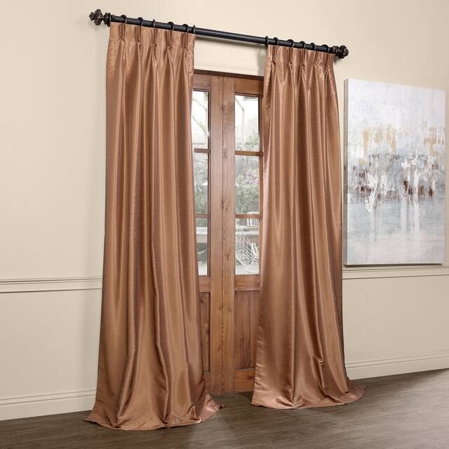Exclusive Fabrics Solid Faux Dupioni Pleated Blackout Curtain Panel