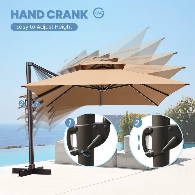 10 x 13 Feet Double Top Outdoor Patio Offset Cantilever Umbrella with NO Base