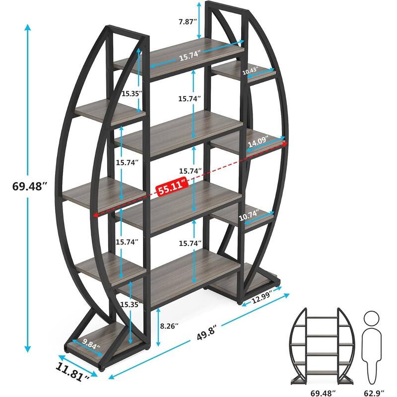 5 Tier Plant Stand Indoor, Half-Moon Shaped Large Plant Shelf