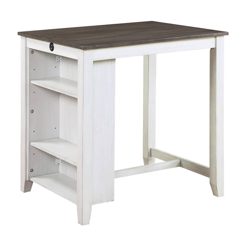 Hobson Counter Height 3-piece Dining Set - White Grey
