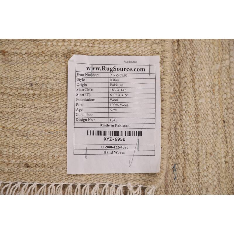 Reversible Kilim Modern Rug Hand-woven Wool Carpet - 4'9"x 6'0"