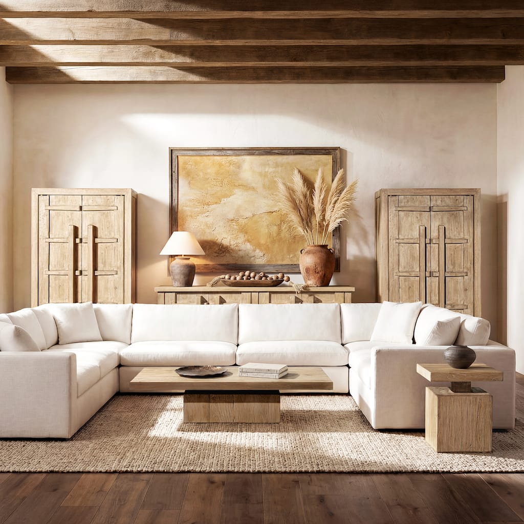 Jennifer Taylor Home Calder 60" Solid Reclaimed Elm Block Plinth Coffee Table