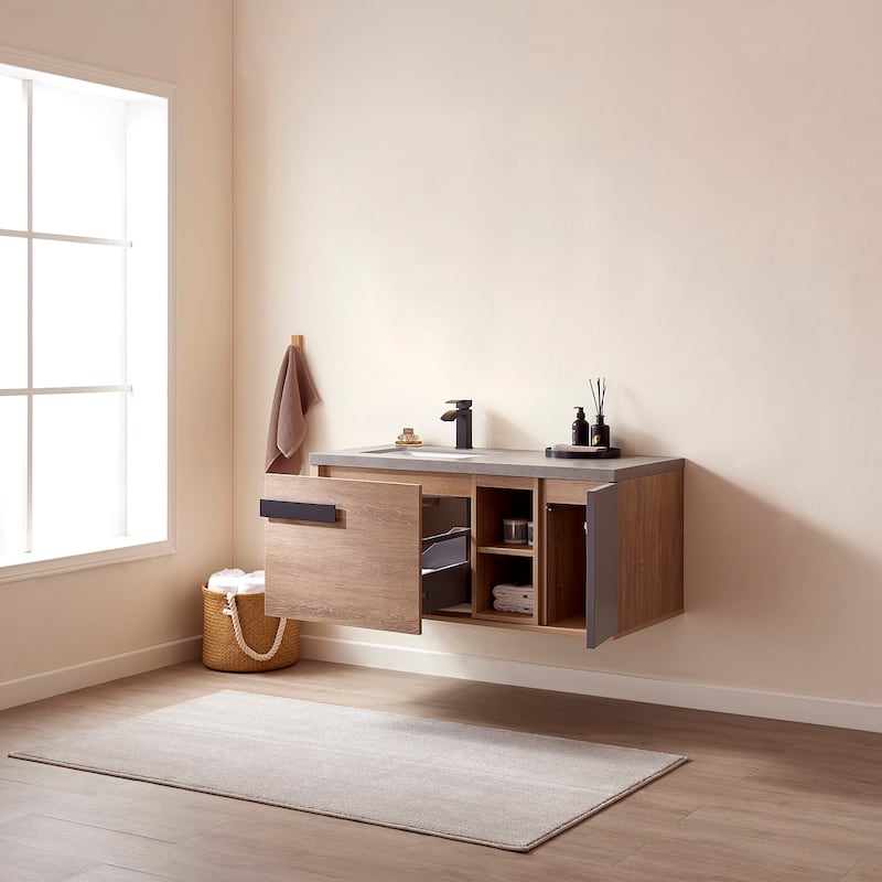 Carcastillo 47" Single Vanity in Oak with Sintered Stone Top