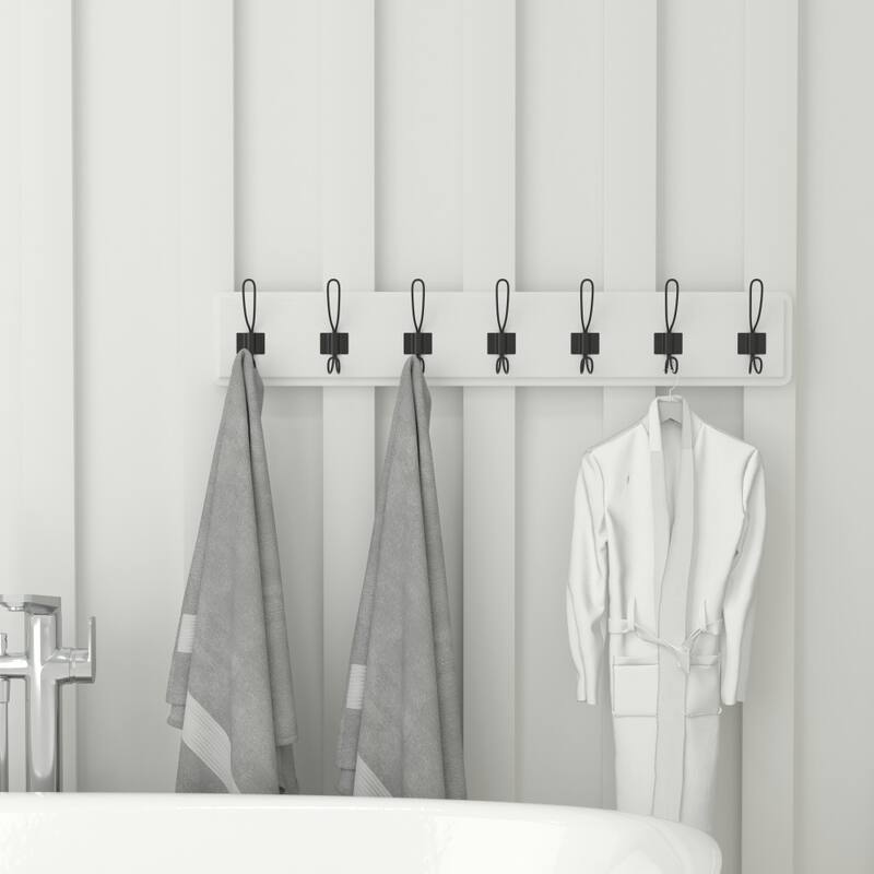 Wall Mounted Storage Rack with 7 Hooks