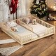 preview thumbnail 2 of 15, Sturdy Structure Double Twin Floor Bed with Fence,Guardrails,Kids and Baby