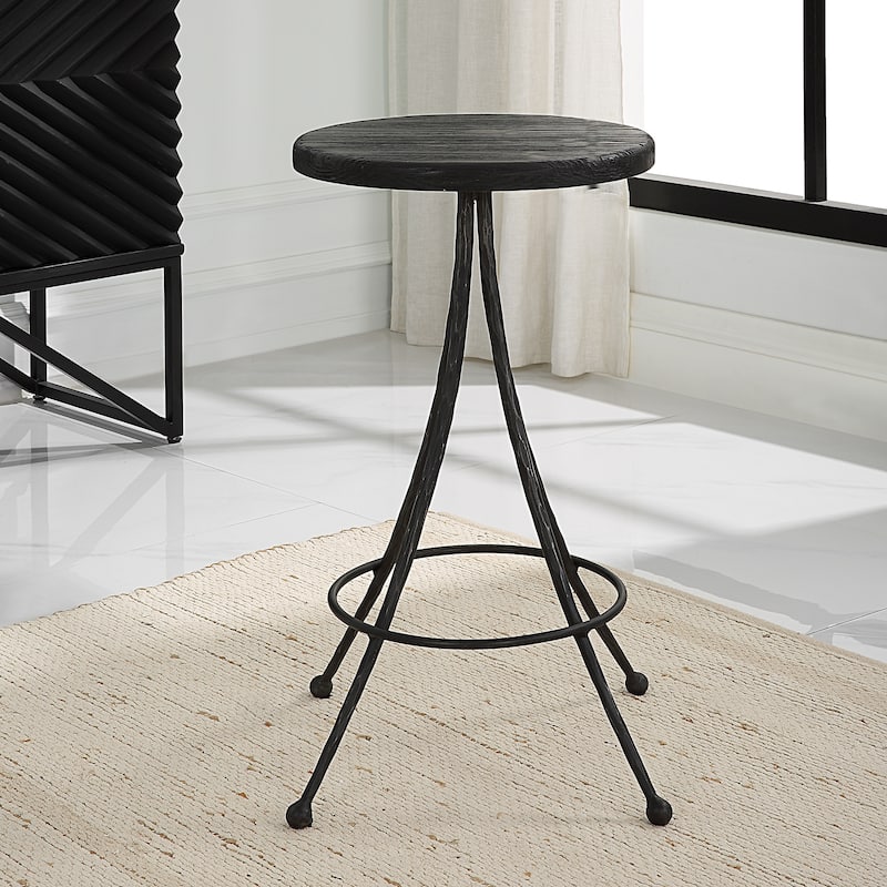 Uttermost Sona Black Counter Stool - 19.7"W x 26"H x 19.7"D
