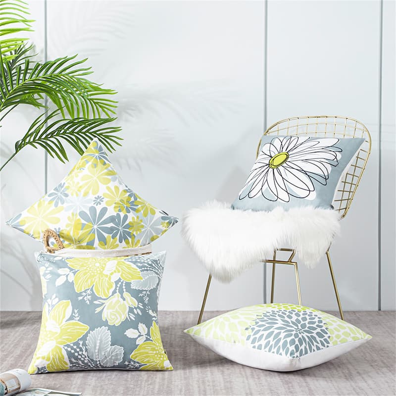 Topfinel Floral Design Square Pillow Cover (Set of 4)