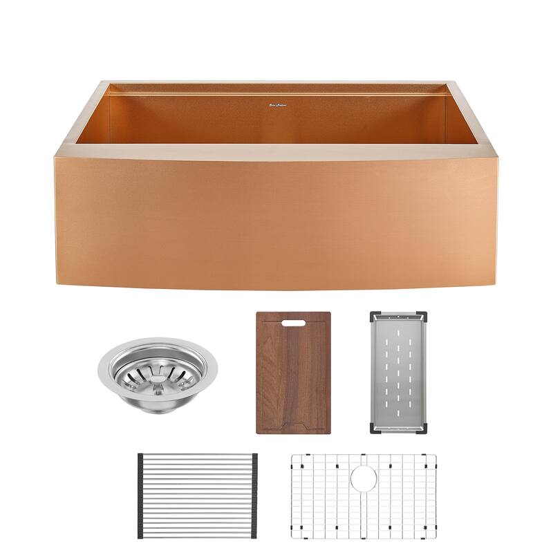 Tourner 33 x 22 Stainless Steel, Single Basin, Farmhouse Kitchen Workstation Sink with Apron