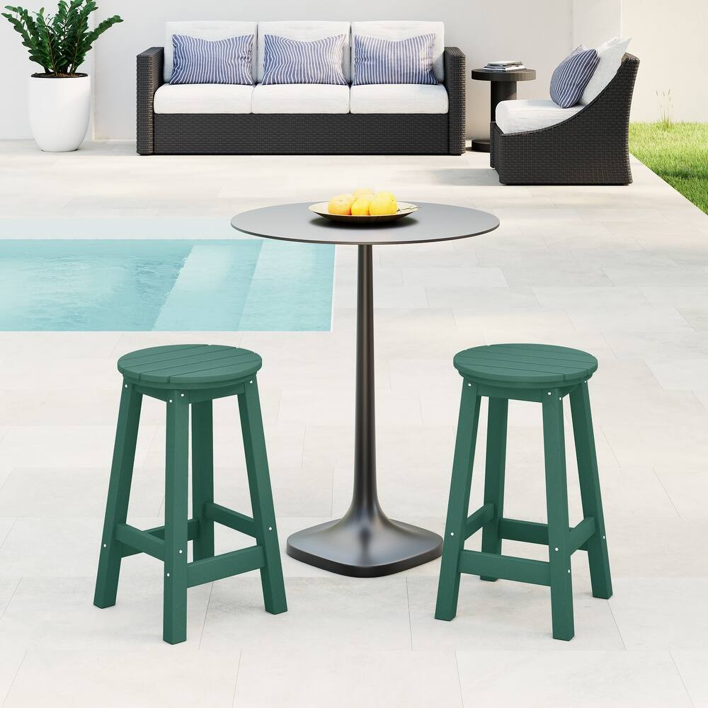 Laguna Hdpe All Weather Outdoor Patio 24" Round Counter Stool (Set Of 2)