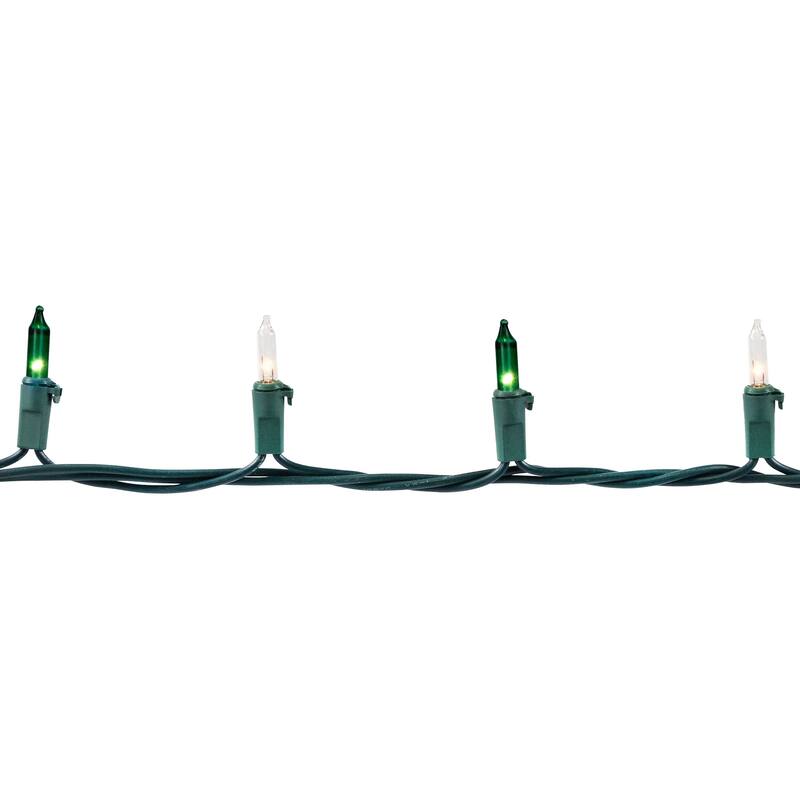 Mini Christmas Light Set - Green and Clear - 10' Green Wire - 50ct