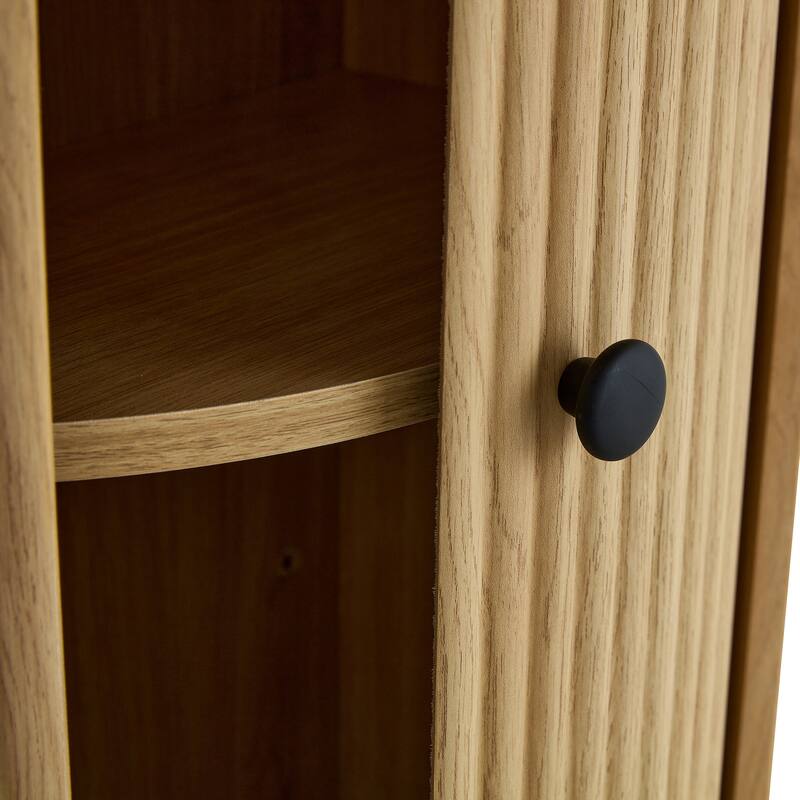 Classic Coffee Table, Round Dining Table with Double-Layer Storage, Woodgrain Kitchen Table for 4-6 People