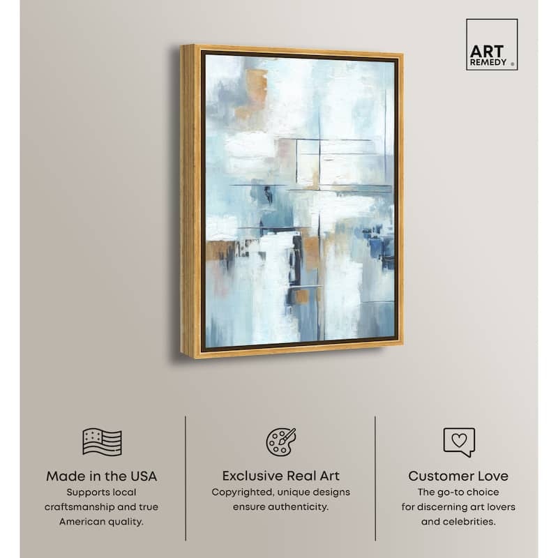 Art Remedy House Of Lines Ii Framed Blue Abstract 1 Piece Canvas Wall Art