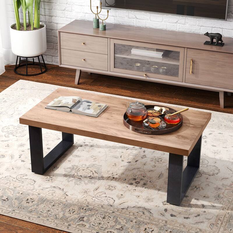 Gymax 47'' Farmhouse Style Accent Table w/ Thickened Tabletop &