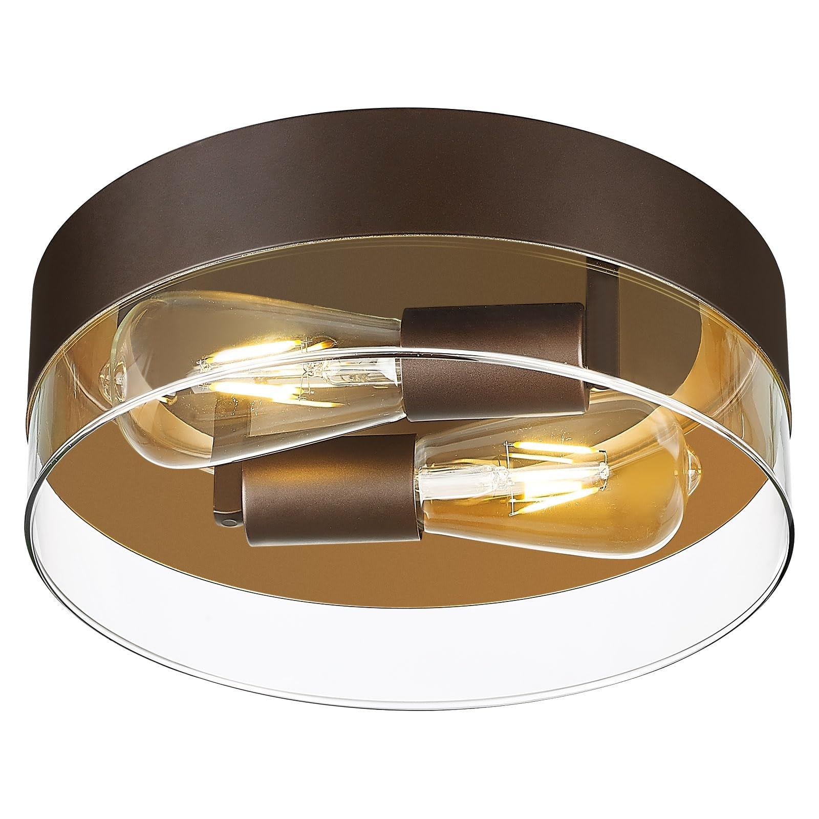 2-Light 11 Inch Ceiling Light with Clear Glass Shade - Oil Rubbed Bronze